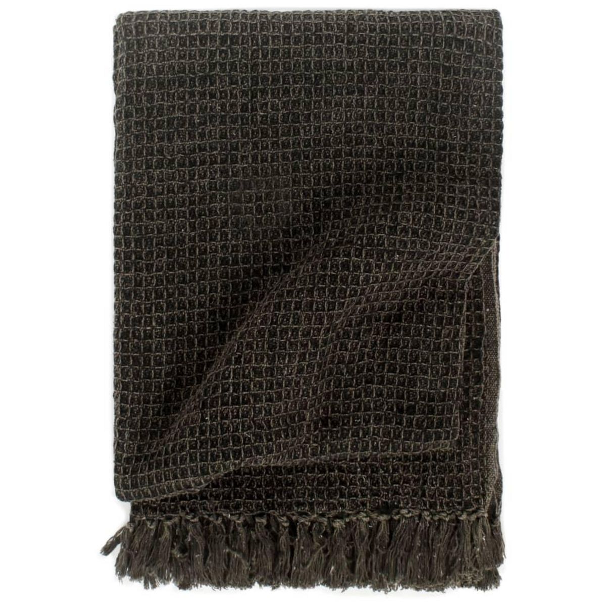 VIDAXL Couverture en coton 220 x 250 cm Anthracite/Marron
