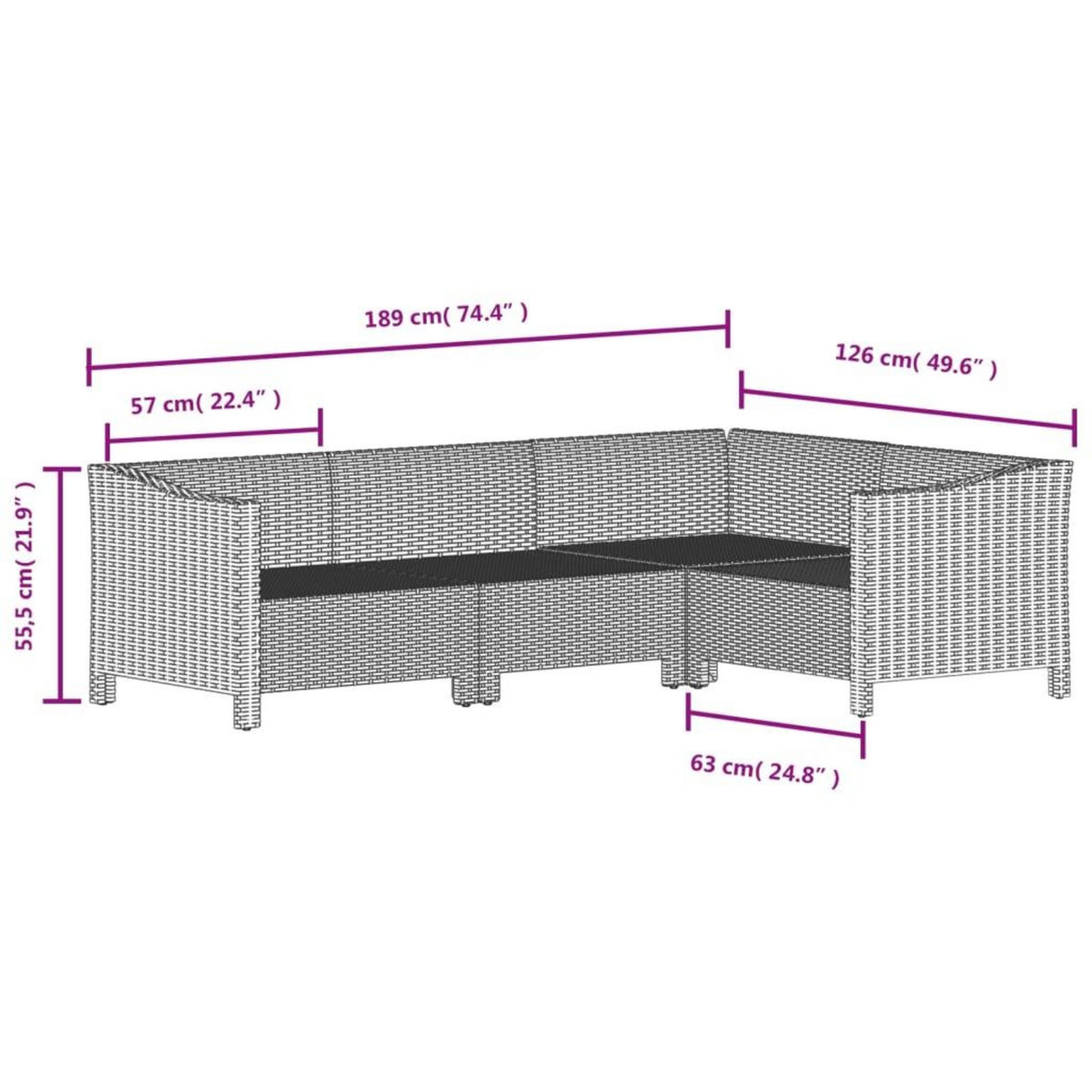 VIDAXL Salon de jardin 5 pcs avec coussins Gris Resine tressee