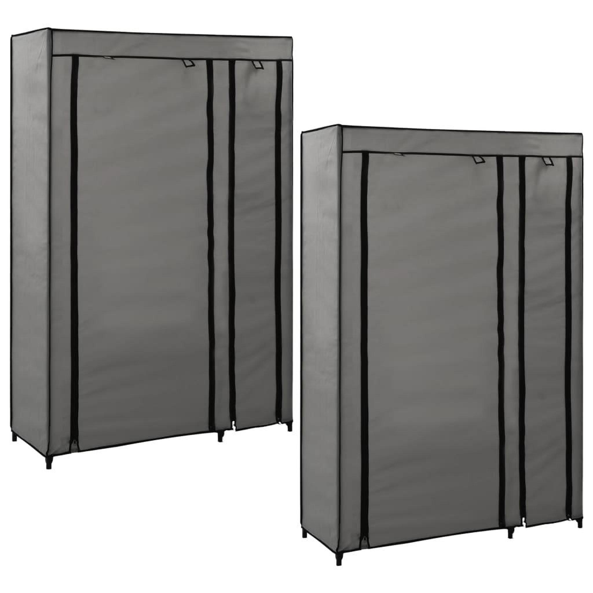 Voir la diapositive 1 : VIDAXL Garde-robes pliables 2 pcs Gris 110x45x175 cm Tissu