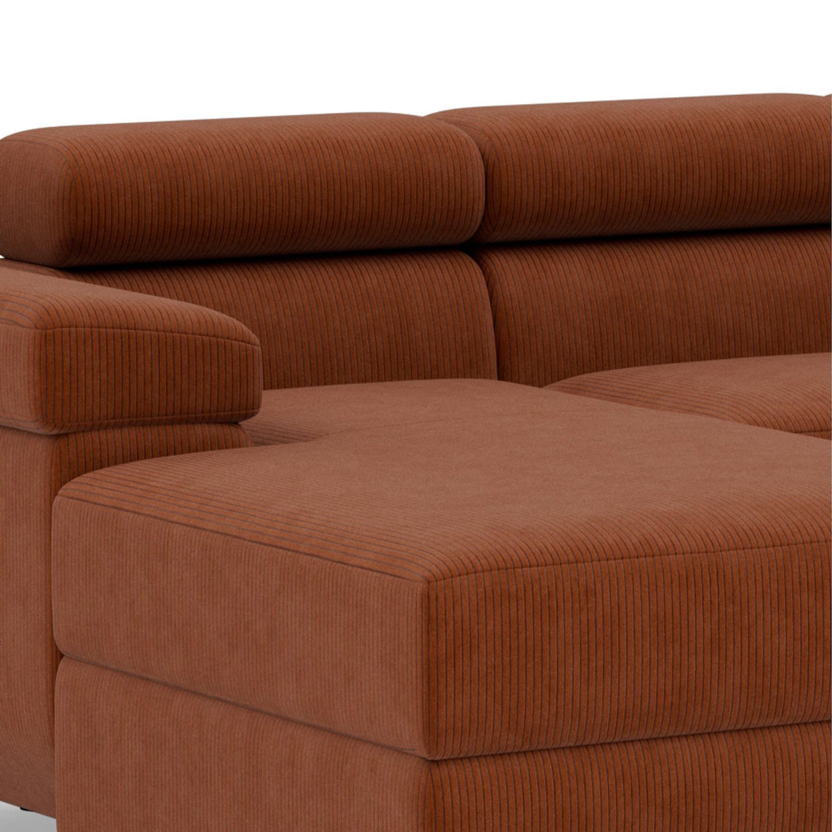 BEST MOBILIER Pablo - canapé panoramique en u - 7 places - convertible avec coffres et têtières réglables - en velours côtelé