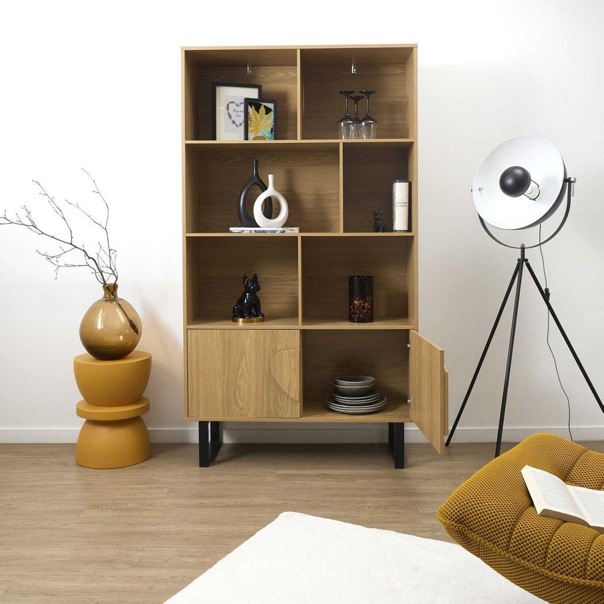 Voir la diapositive 5 : The Home Deco Factory Bibliothèque design  calypso  180cm marron