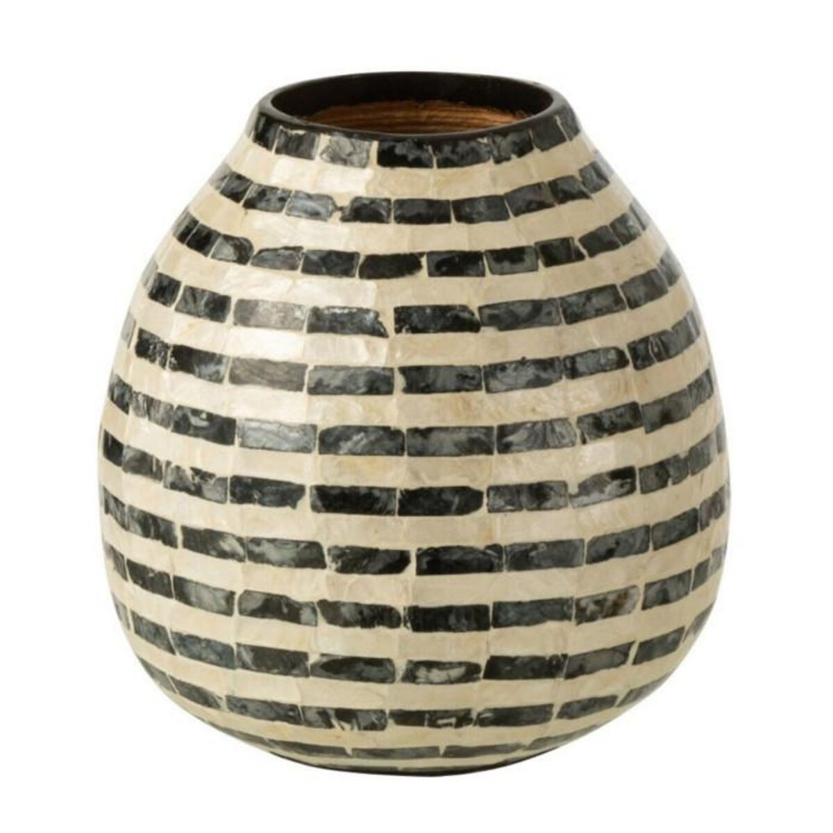 Paris Prix Vase Boule Design  Coquillage  23cm Noir & Blanc