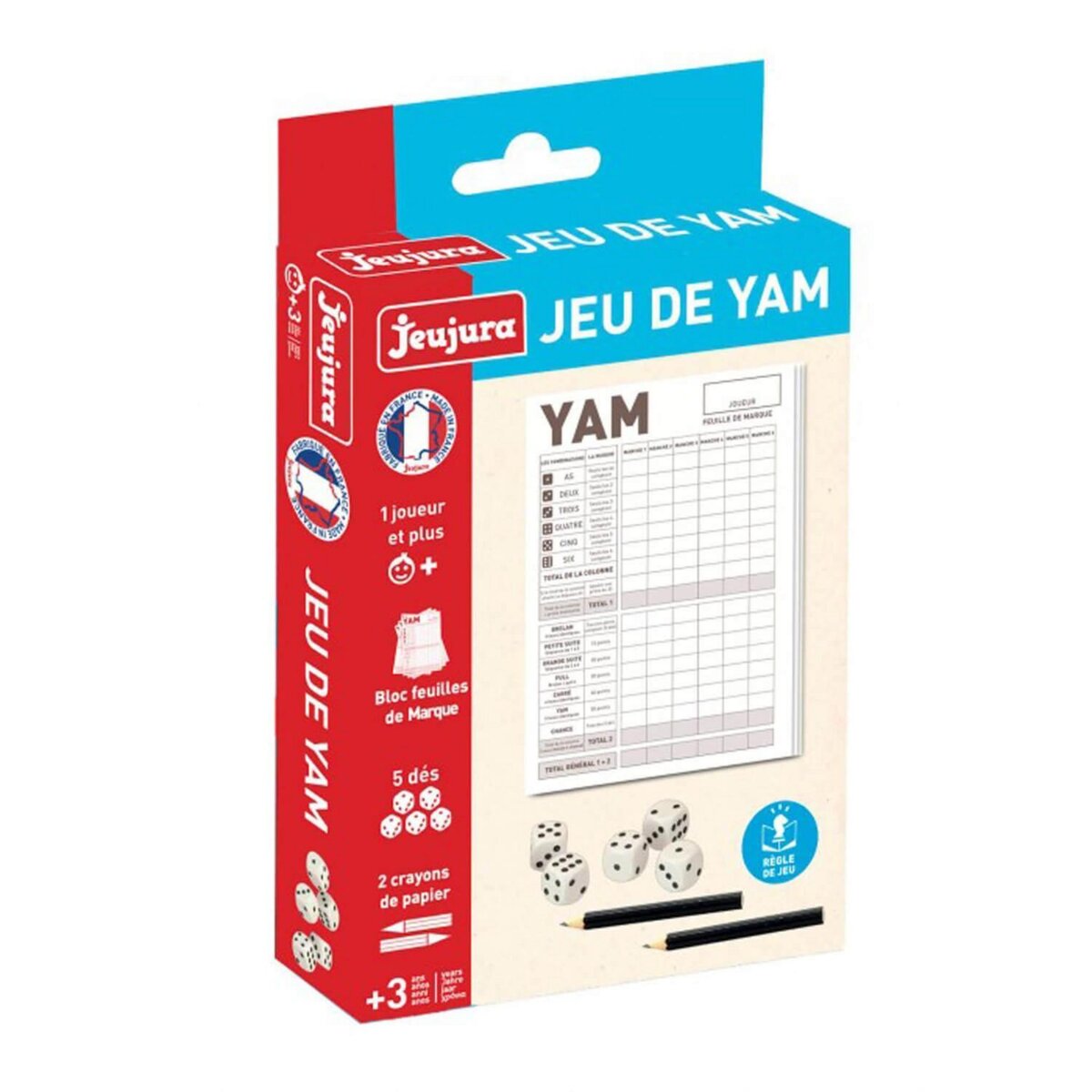 JeuJura Jeu de yam  avec bloc de feuilles et crayons