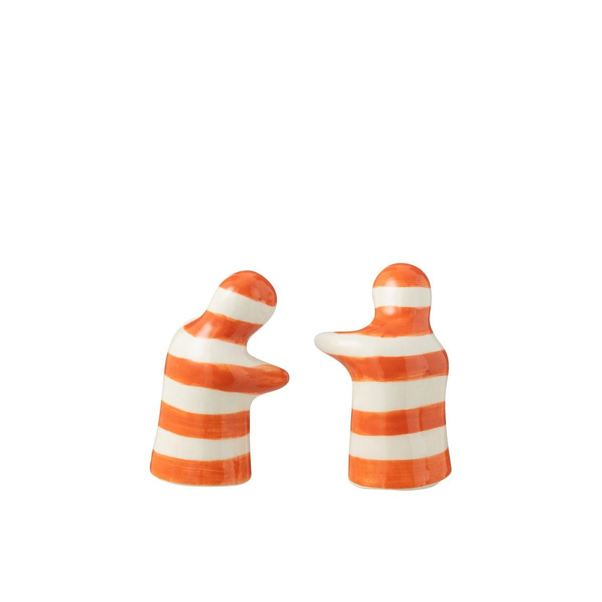 Voir la diapositive 3 : J-LINE Salière & poivrière en céramique  granada rayure  8cm orange
