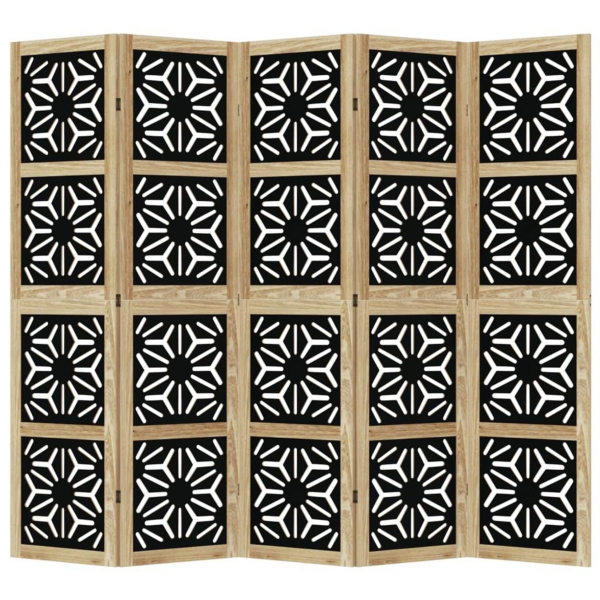 VIDAXL Cloison de separation 5 panneaux marron noir paulownia massif