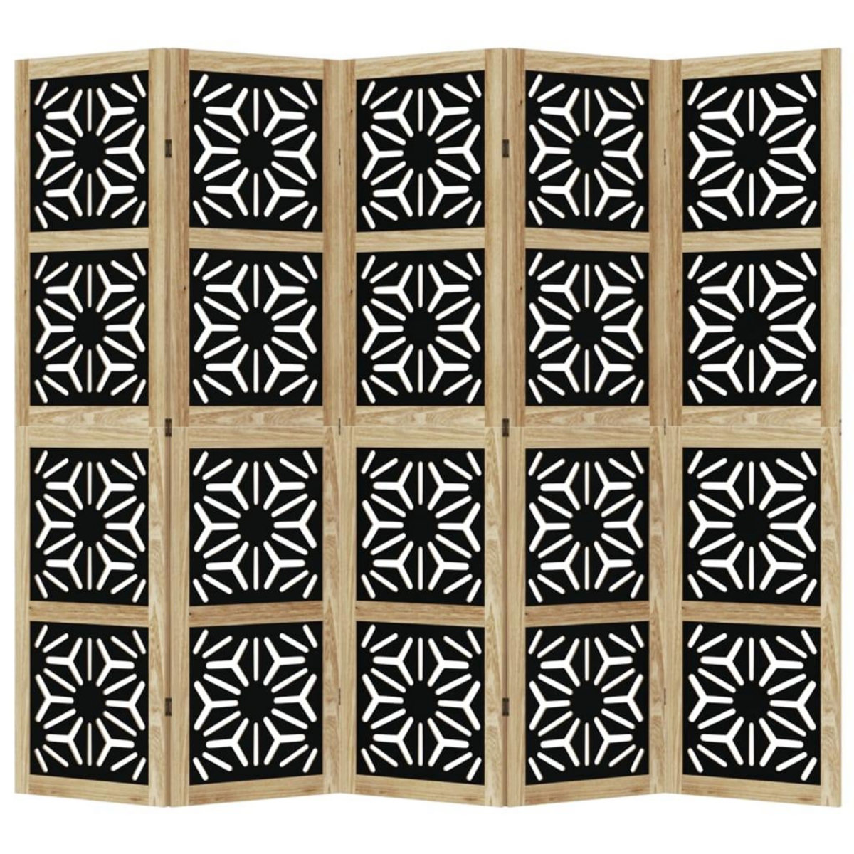 VIDAXL Cloison de separation 5 panneaux marron noir paulownia massif