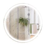 KLEANKIN Miroir rond lumineux LED de salle de bain 23 W Ø 70 cm tactile antibuée blanc argent