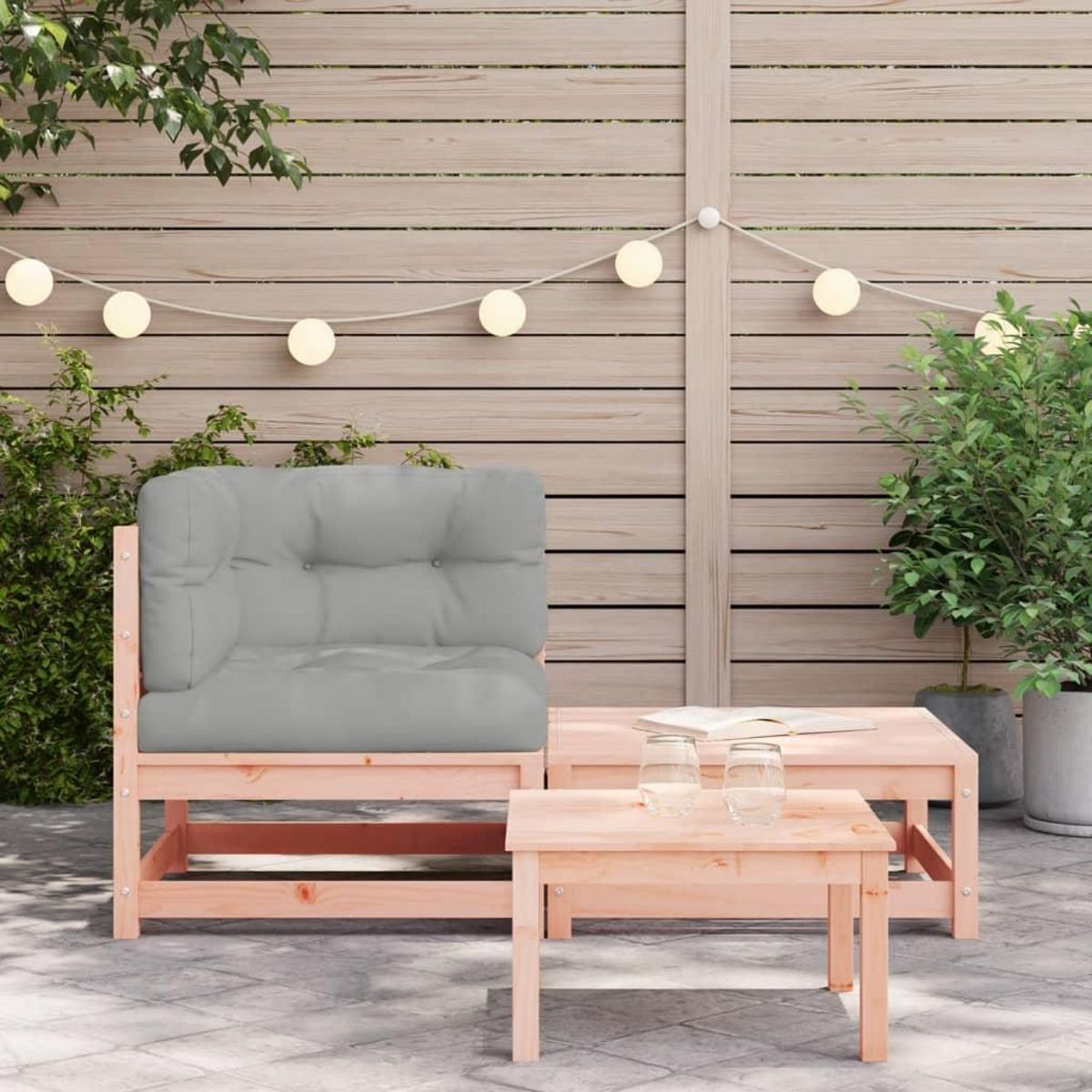 VIDAXL Canape d'angle de jardin avec coussins et repose-pieds
