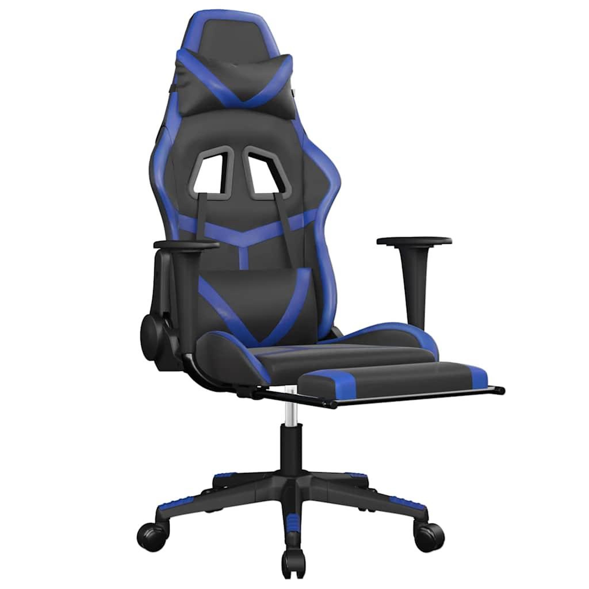 Voir la diapositive 3 : VIDAXL Chaise de jeu de massage et repose-pied Noir et bleu Similicuir