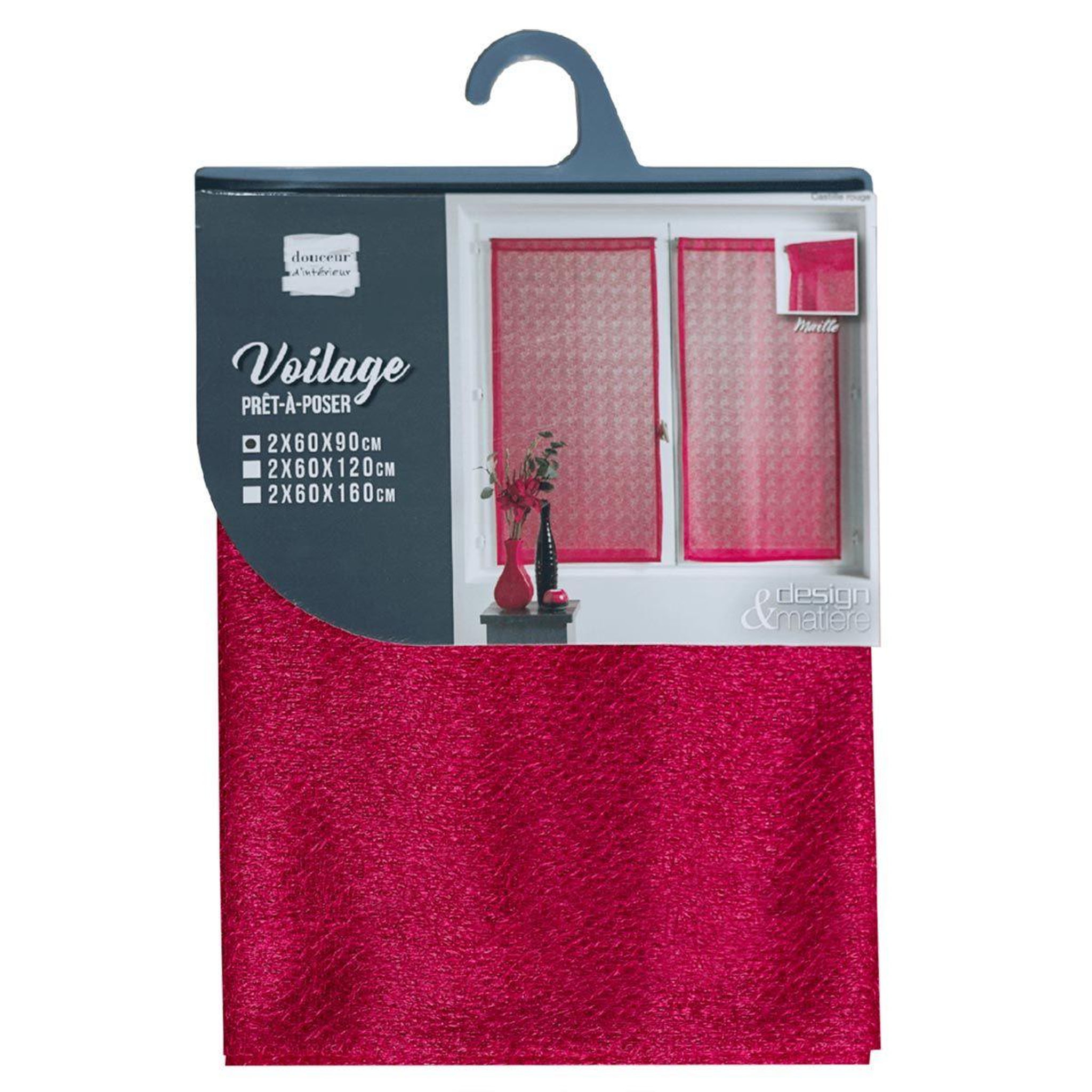 Voir la diapositive 4 : Douceur d'Intérieur Paire de voilages  castille  60x90cm rouge