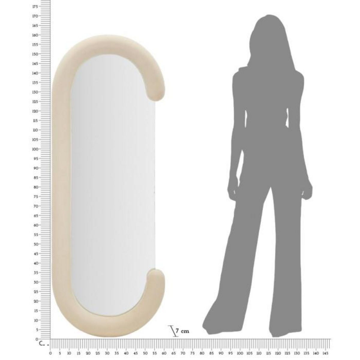 Paris Prix Miroir Mural en Velours  Chantal  160cm Crème