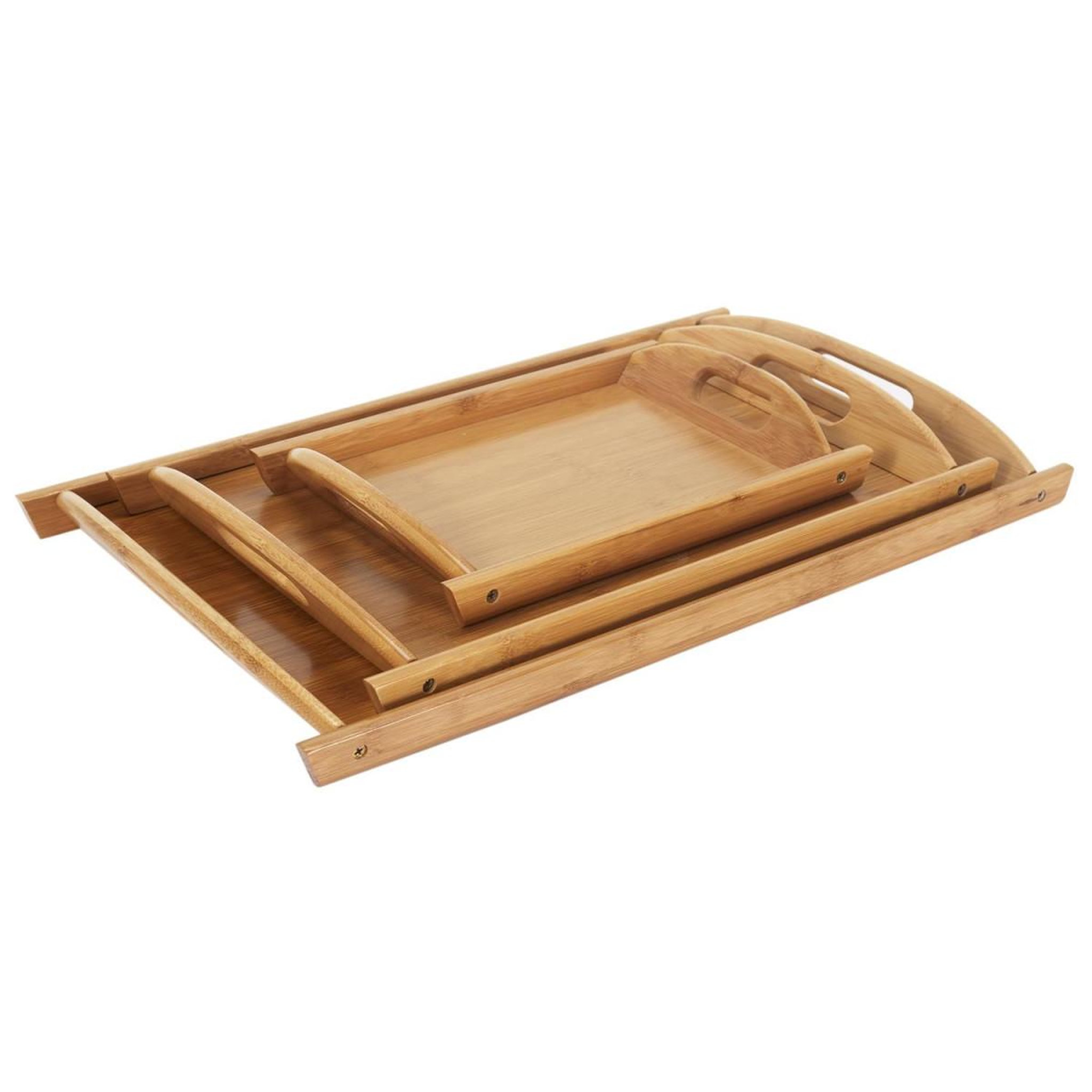The Home Deco Factory Lot de 3 plateaux de service  bambou  52cm beige