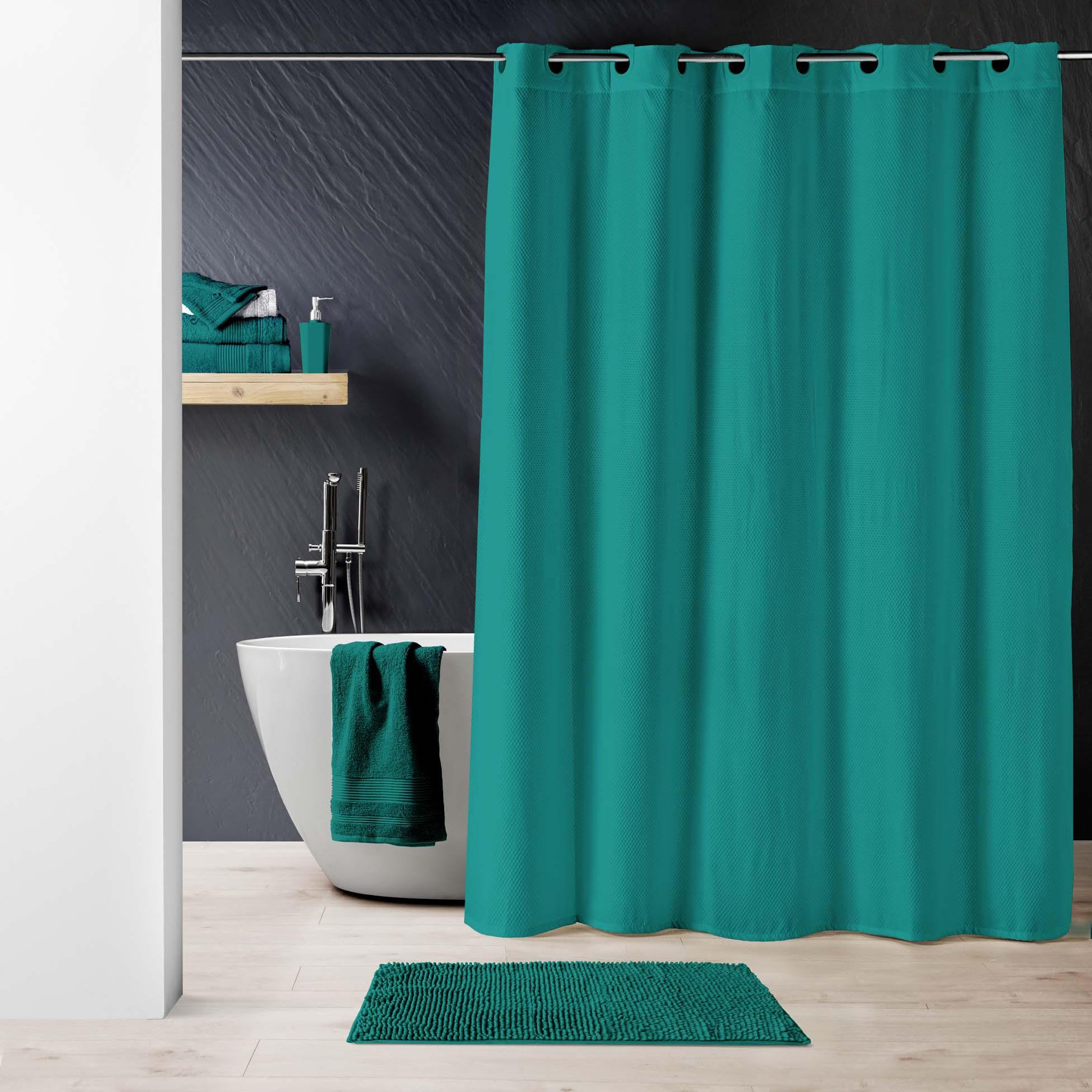 Voir la diapositive 4 : Eden Rideau de douche clipsable 180 x 200 cm dotty emeraude
