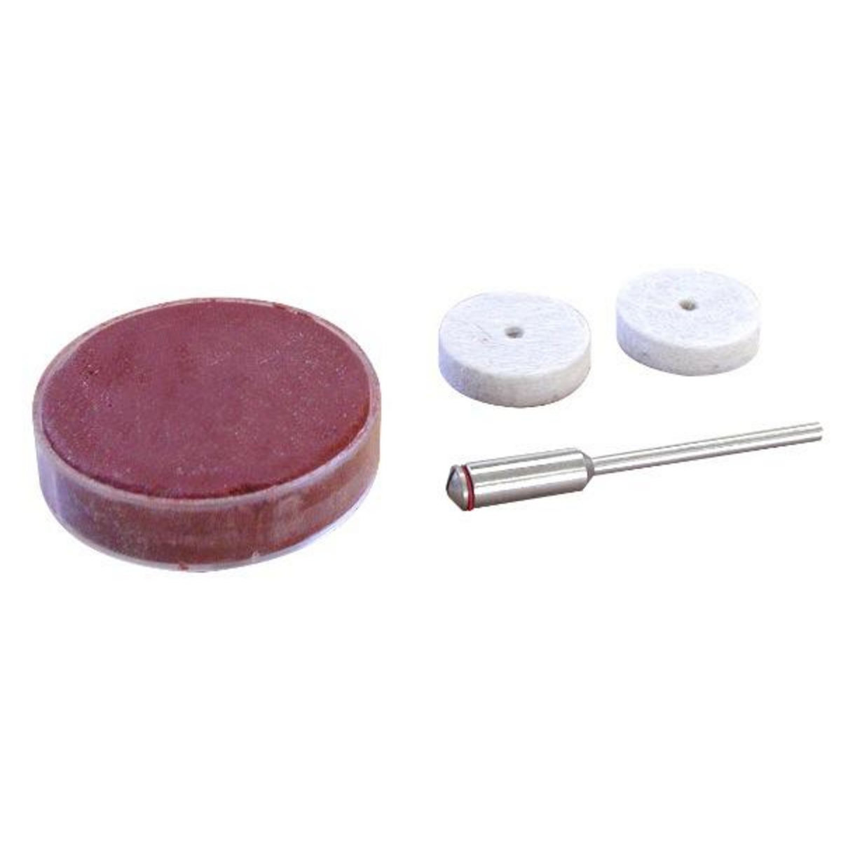 MAXICRAFT Pâte à polir + 1 feutre + porte-disques roue Ø 22 mm