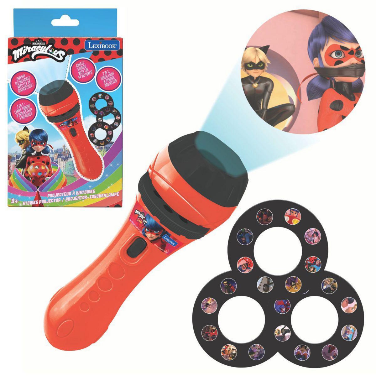 Lexibook Projecteur à histoires et lampe torche Miraculous