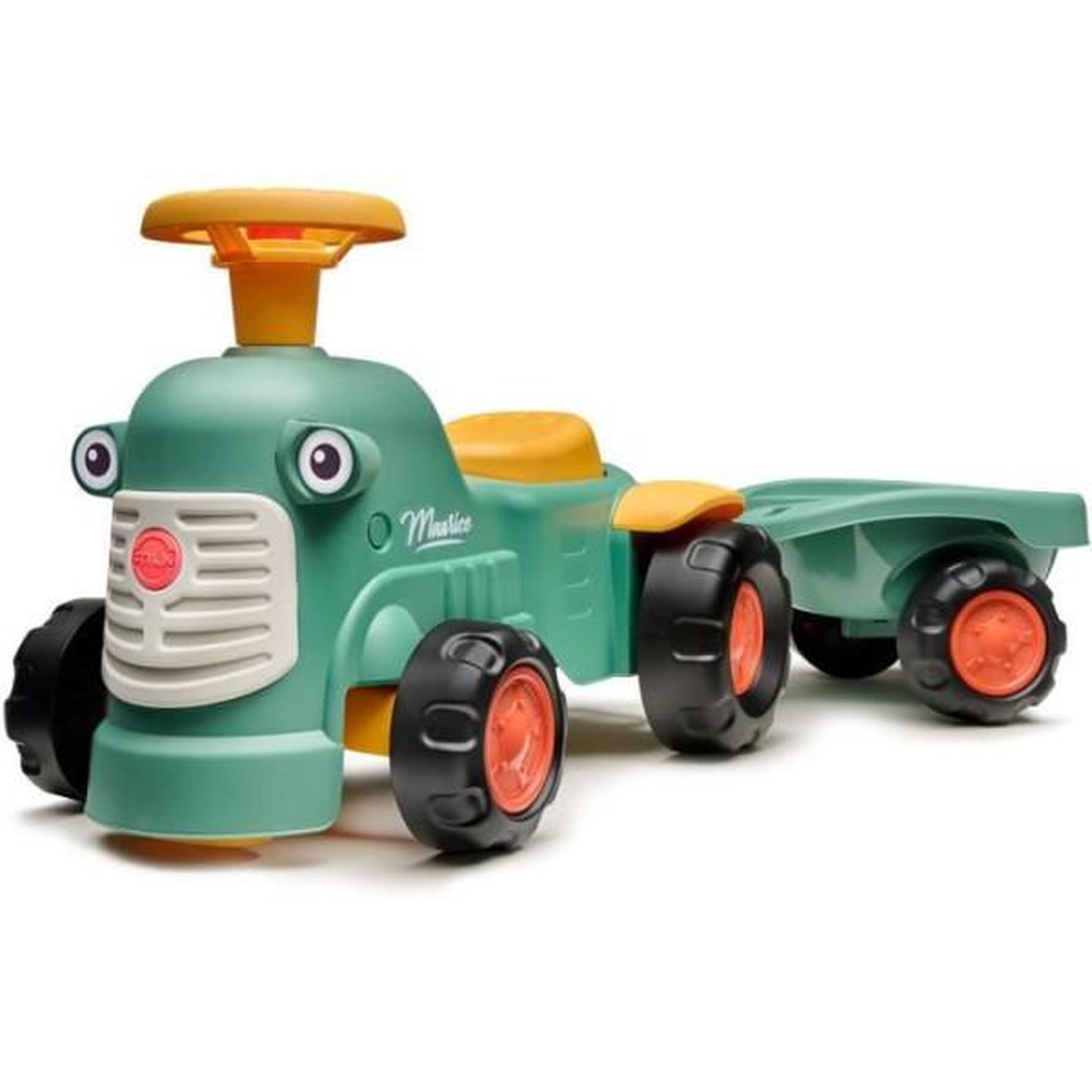 FALK Porteur Trotteur  tracteur Maurice - FALK - Volant directionnel et remorque - 100% Fabriqué en France - 90% de plastique recyclé - Des 1