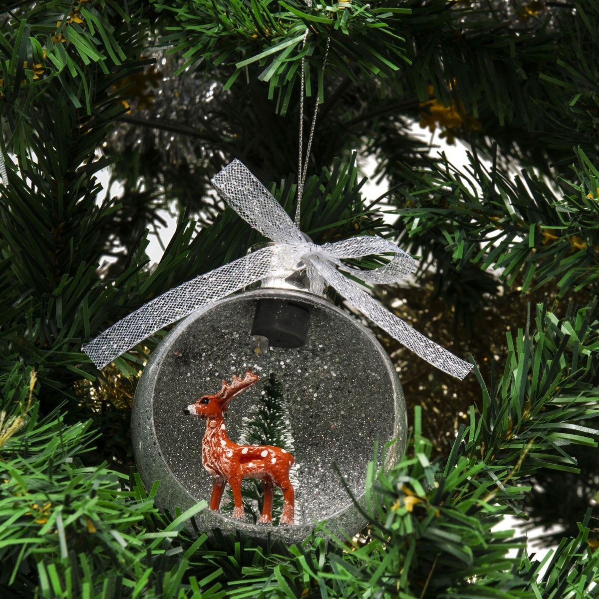 WERKAPRO Boule à neige de renne lumineuse