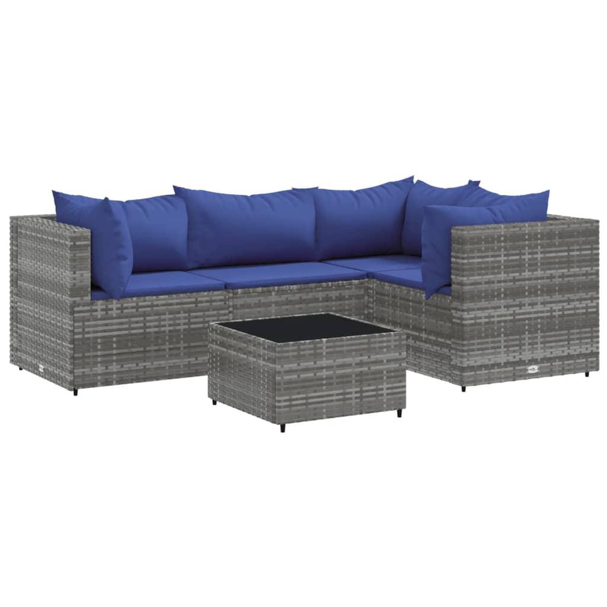 Voir la diapositive 2 : VIDAXL Salon de jardin 5 pcs avec coussins Gris Resine tressee