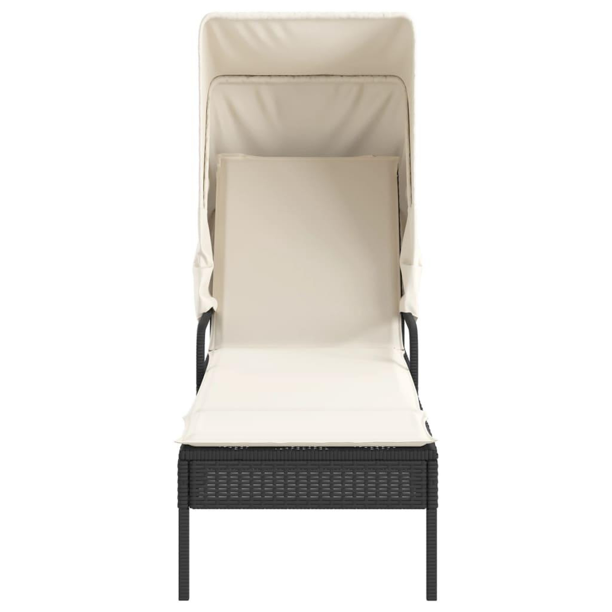 Voir la diapositive 5 : VIDAXL Chaise longue avec auvent et table noir resine tressee