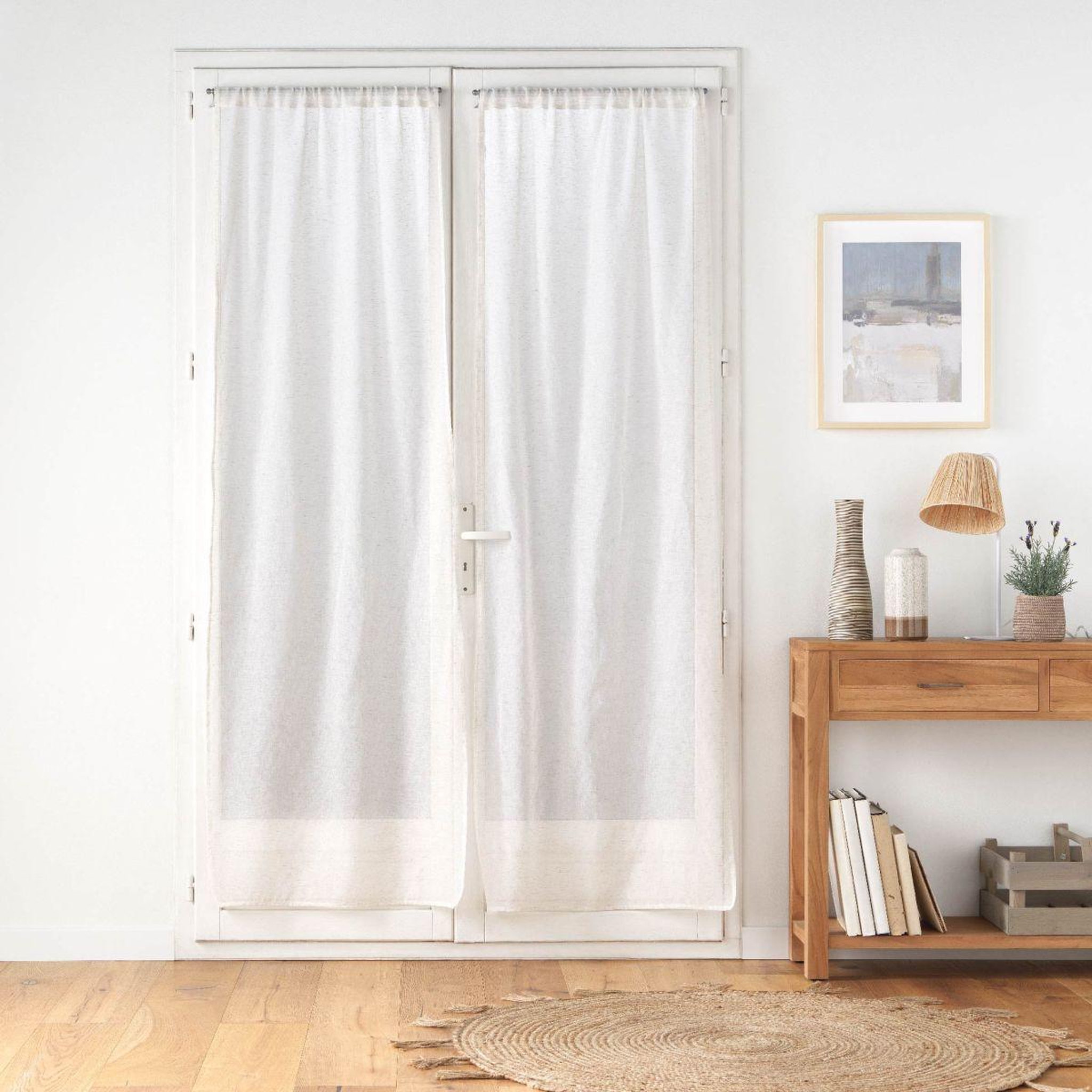 Voir la diapositive 4 : Douceur d'Intérieur Paire de voilages passe-tringle  norine  70x200cm naturel