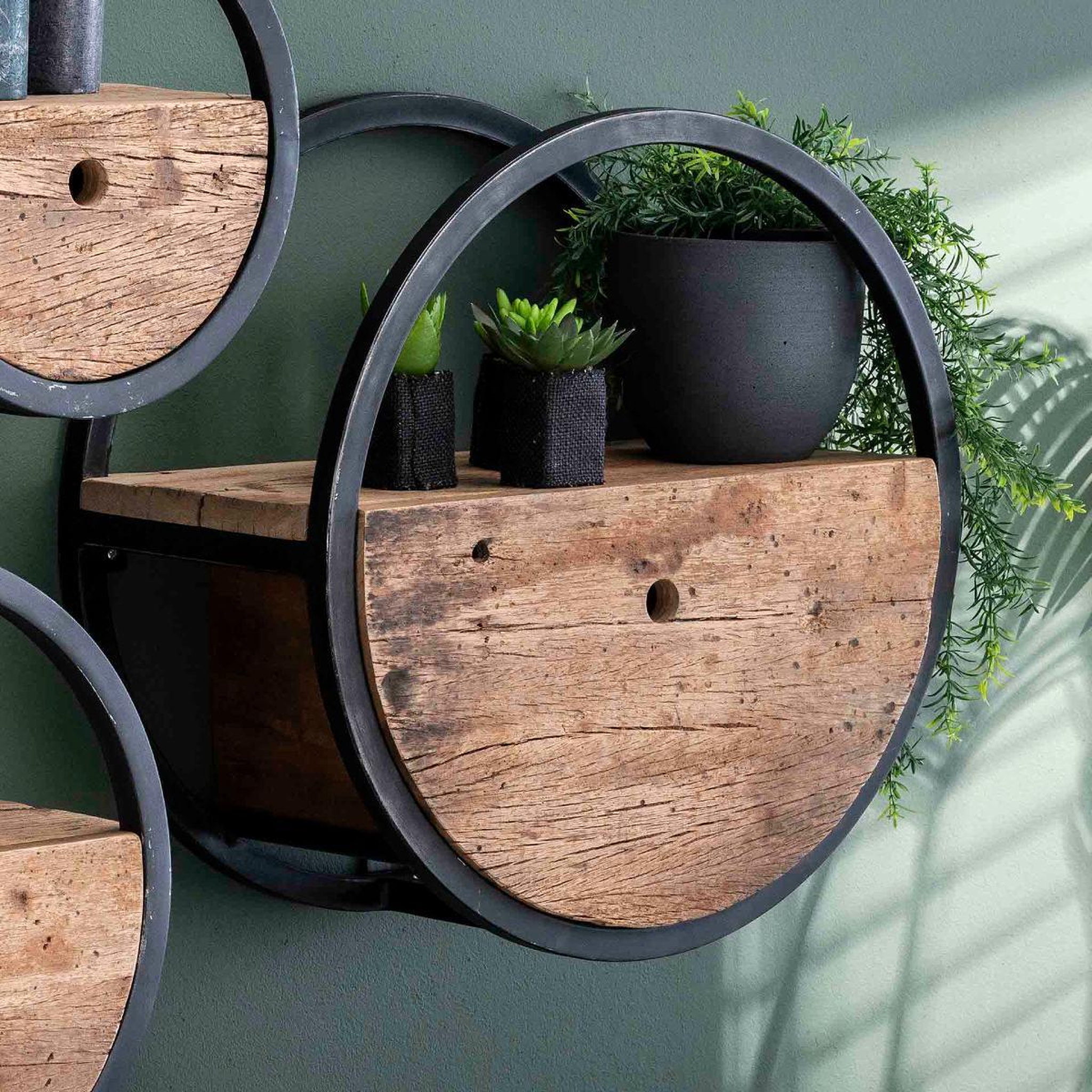 Voir la diapositive 4 : JLC KREATION Étagère murale en bois et métal avec tiroir cerclo3