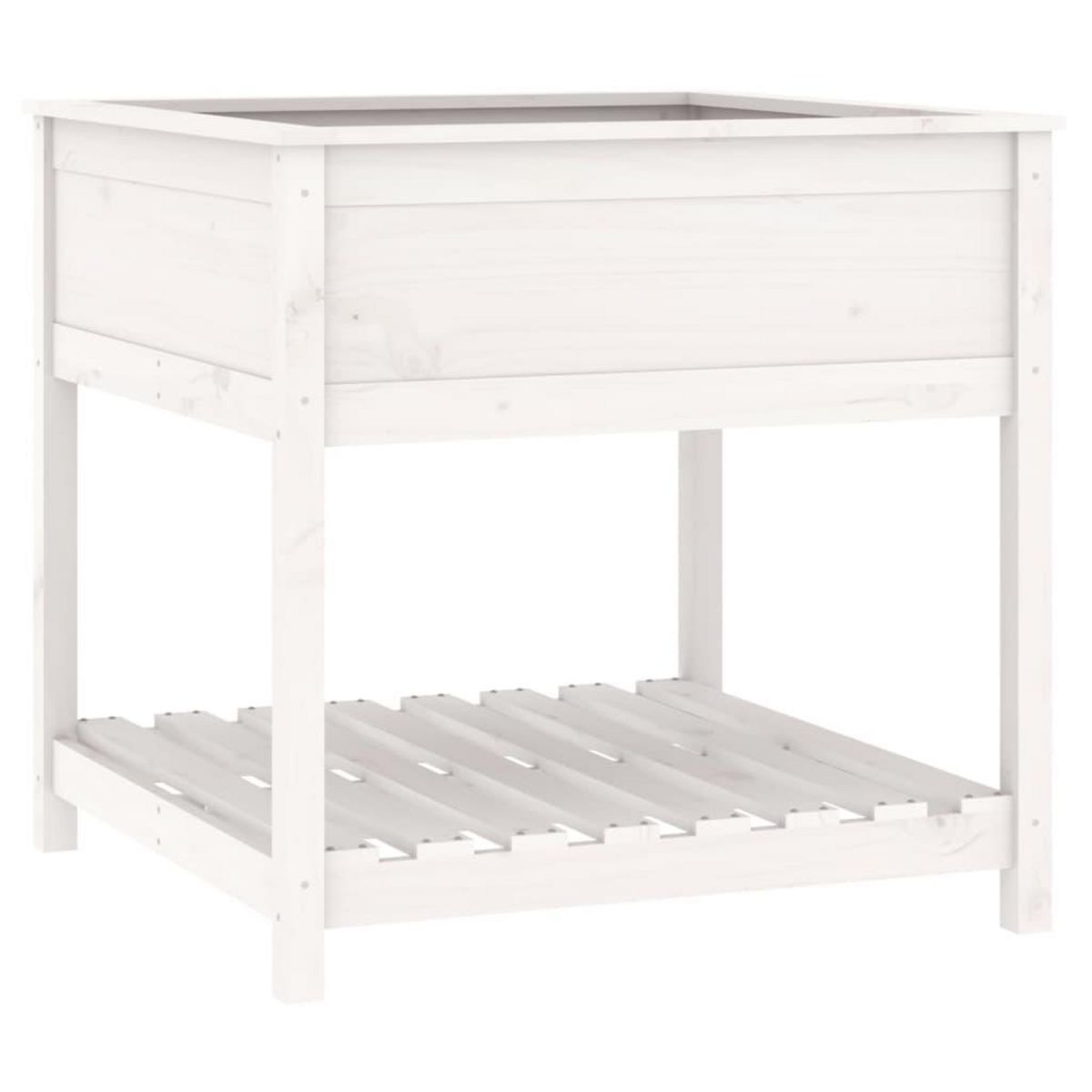 VIDAXL Jardiniere avec etagere Blanc 82,5x82,5x81cm Bois massif de pin