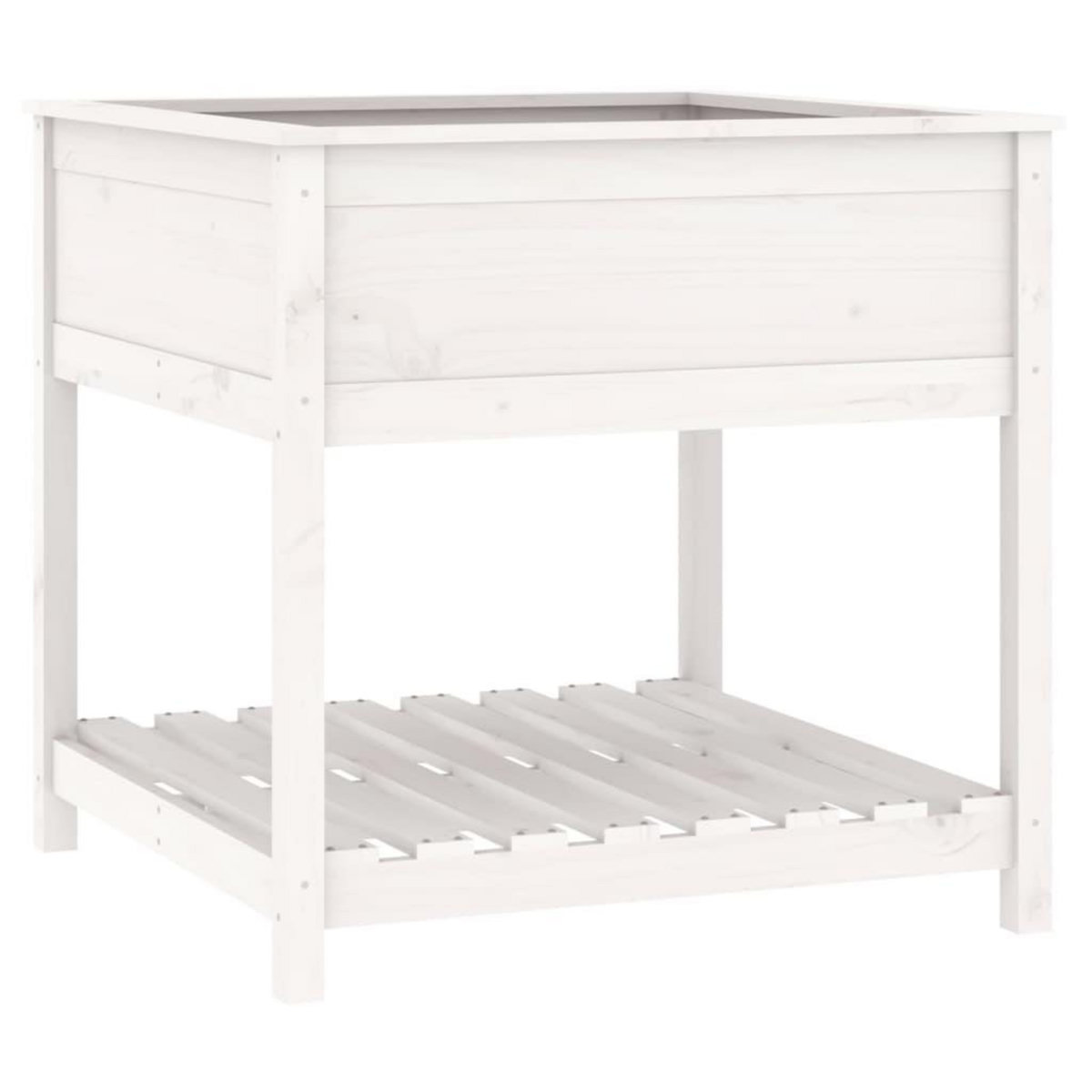 VIDAXL Jardiniere avec etagere Blanc 82,5x82,5x81cm Bois massif de pin