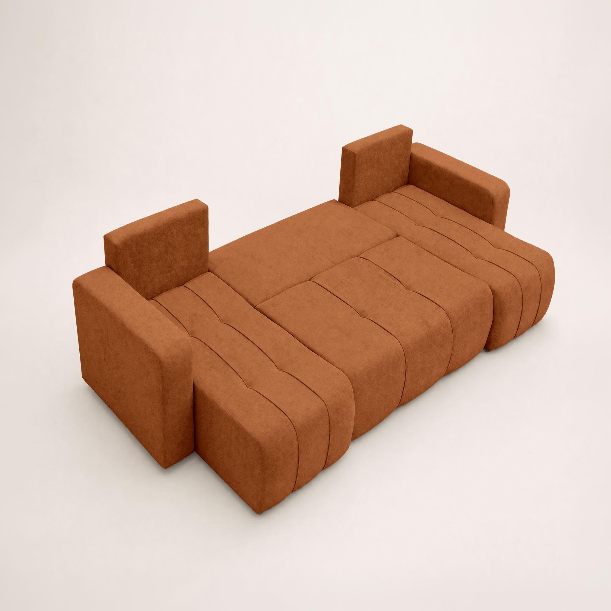 Voir la diapositive 4 : BEST MOBILIER Nicole - canapé panoramique en u 7 places convertible avec coffre en tissu