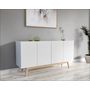 Voir la diapositive 3 : Bahut scandinave SNOW blanc, 4 portes 2 tiroirs L160cm