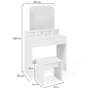 Voir la diapositive 5 : ID MARKET Coiffeuse ZELIA 3 miroirs avec 4 niches, 1 tiroir et tabouret