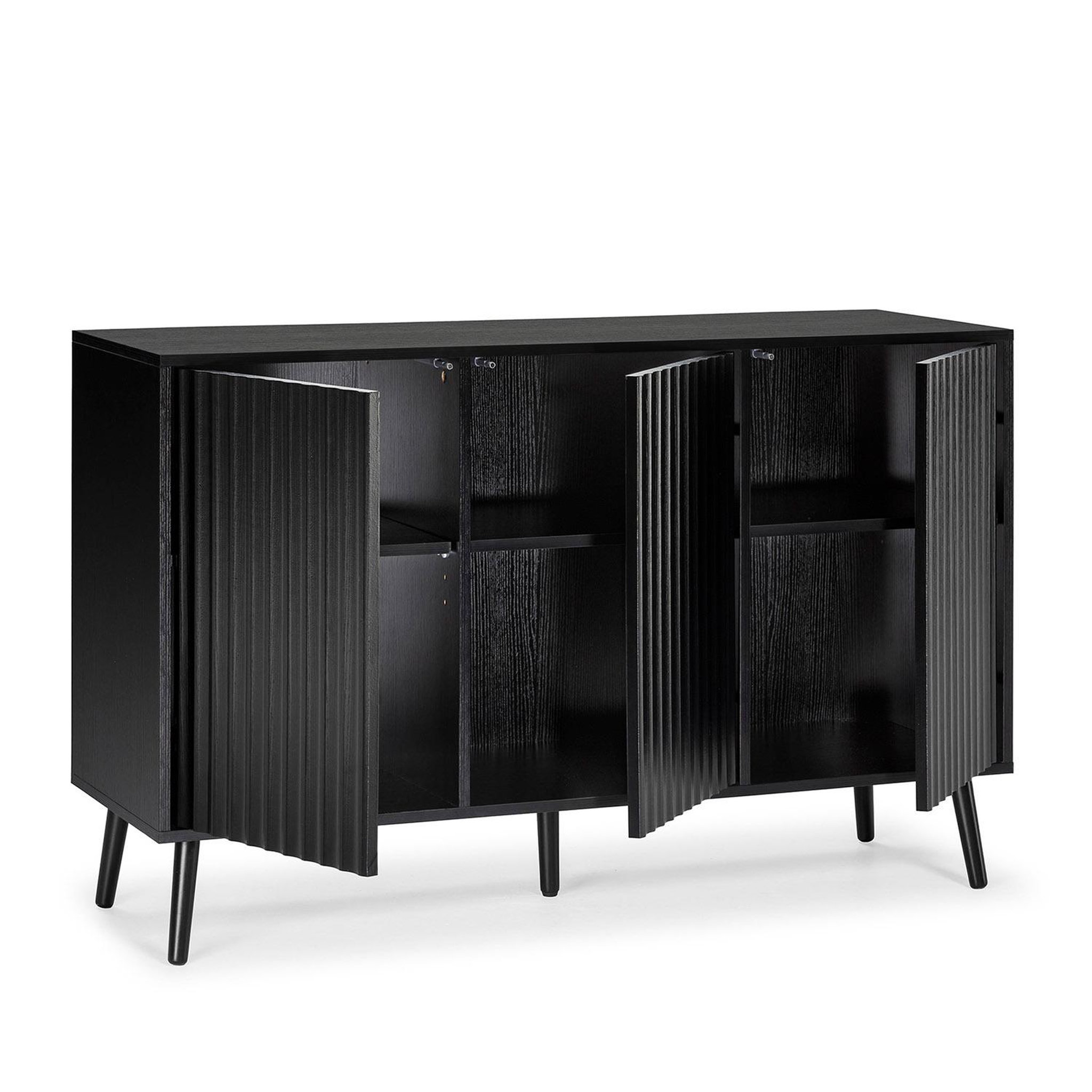 Voir la diapositive 3 : VS VENTA-STOCK Buffet Lluvia 3 portes couleur noir