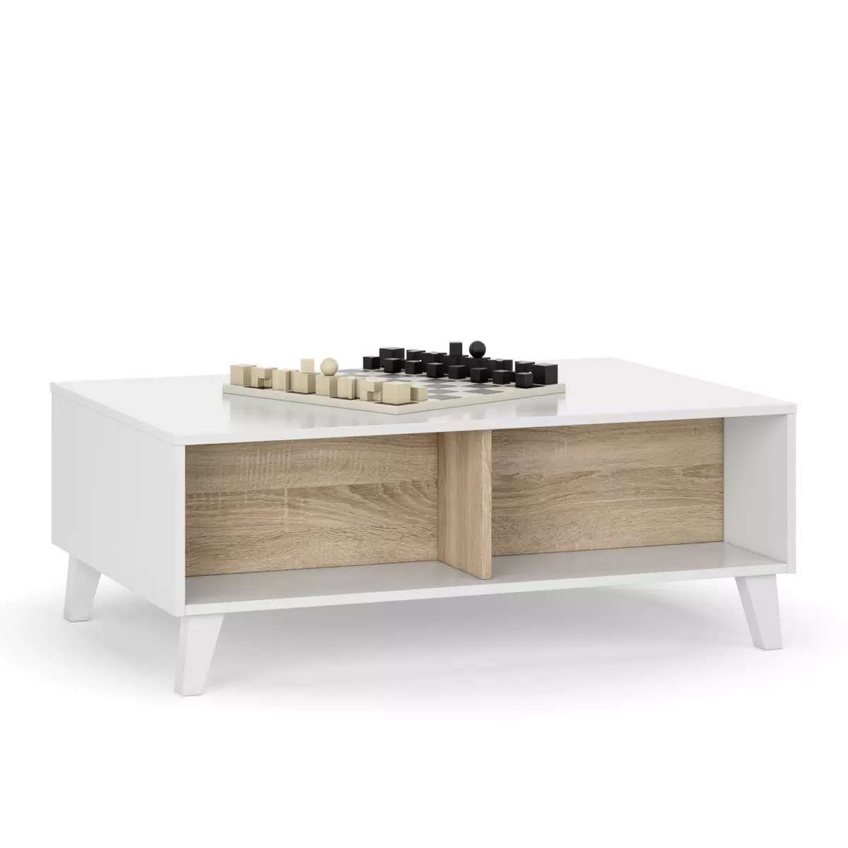 VS VENTA-STOCK Table Basse Relevable Kira Couleur Chêne/Blanc, 100 cm Largeur