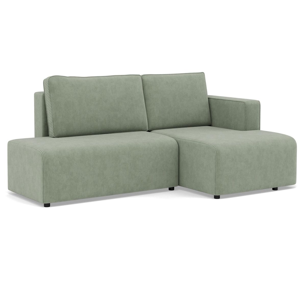 BEST MOBILIER Topaze - canapé d'angle droit 4 places convertible avec coffre en velours côtelé