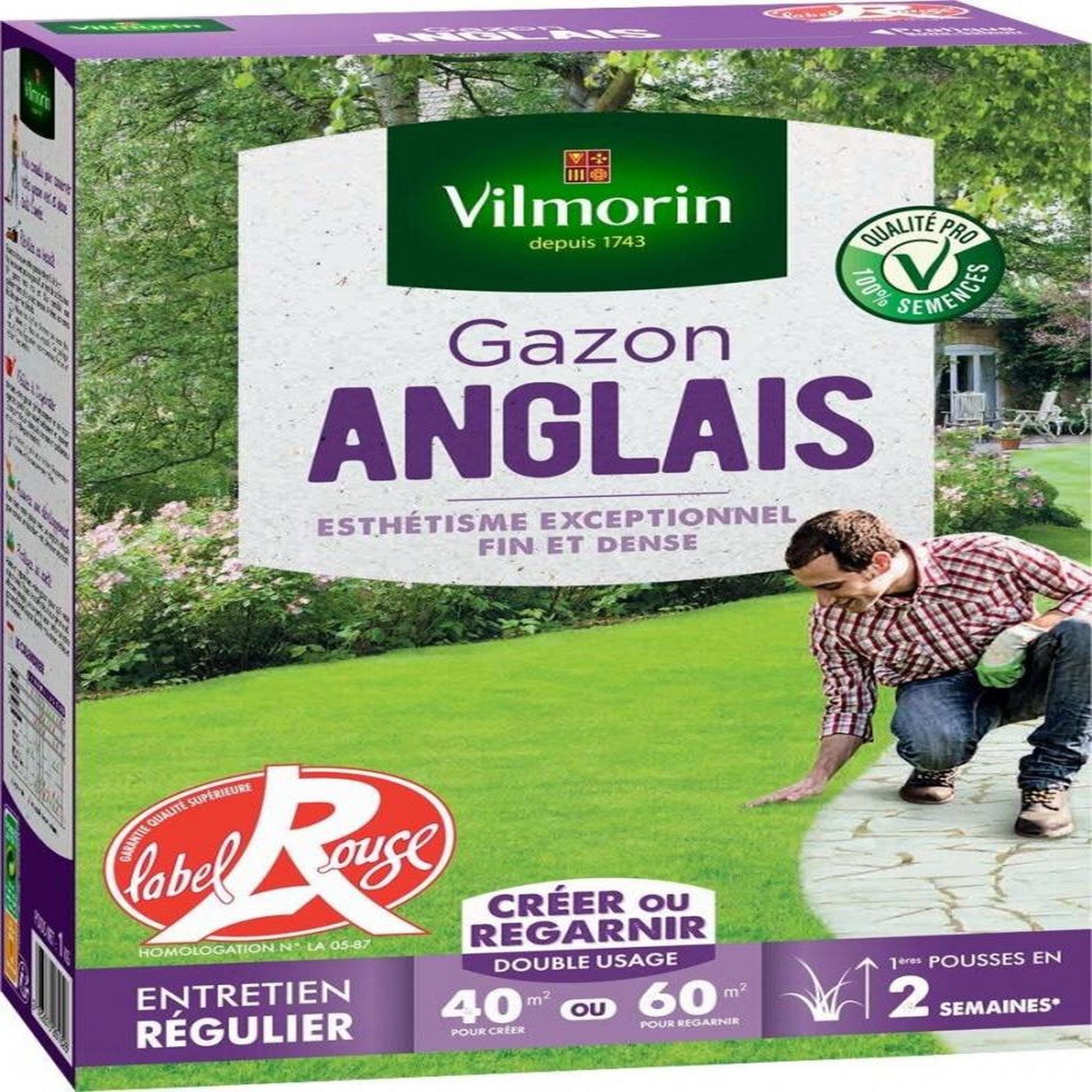 CENTRALE BRICO Gazon anglais vilmorin, 1 kg, 40 m²