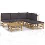 Voir la diapositive 2 : VIDAXL Salon de jardin 6 pcs avec coussins gris fonce bambou