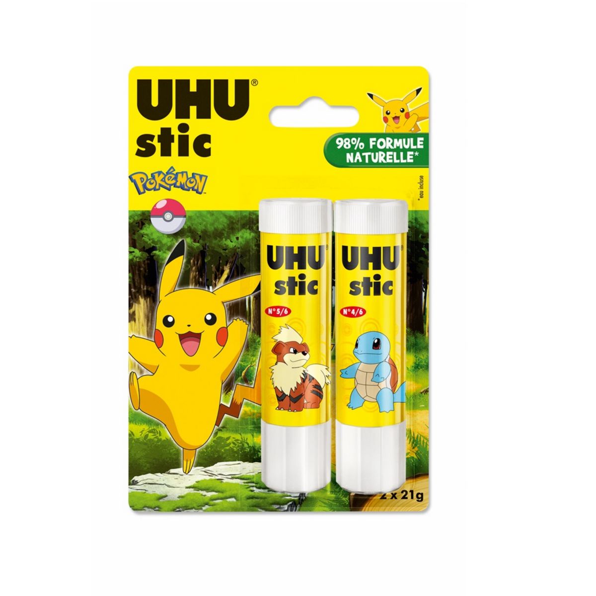 UHU Lot de 2 bâtons de colle 21g Pokemon