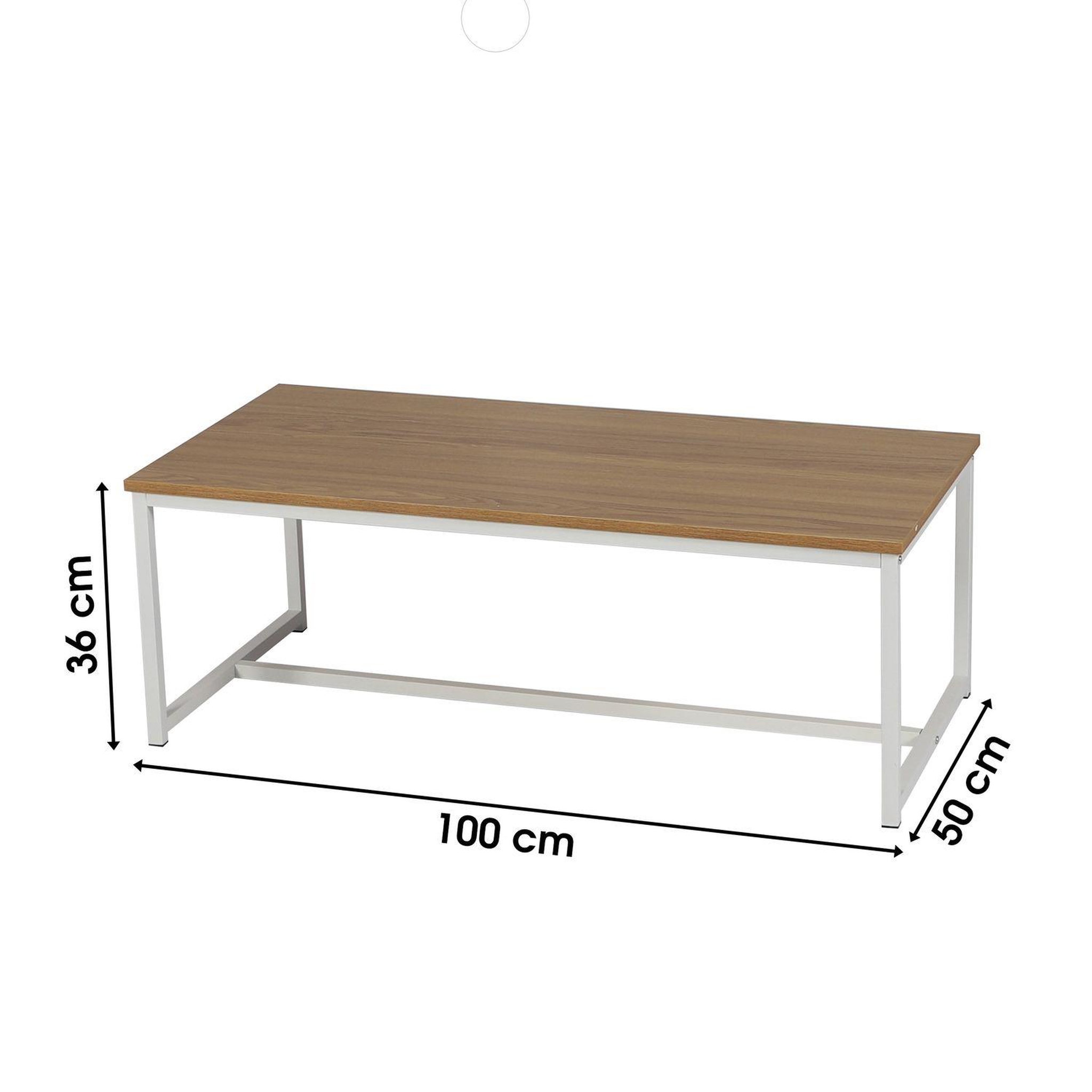 Voir la diapositive 3 : TOILINUX Table basse casa blanca en panneaux de particules et métal - l.100 cm x h.39 cm - beige et blanc
