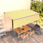 VIDAXL Auvent retractable manuel avec store 5x3 m Jaune et blanc