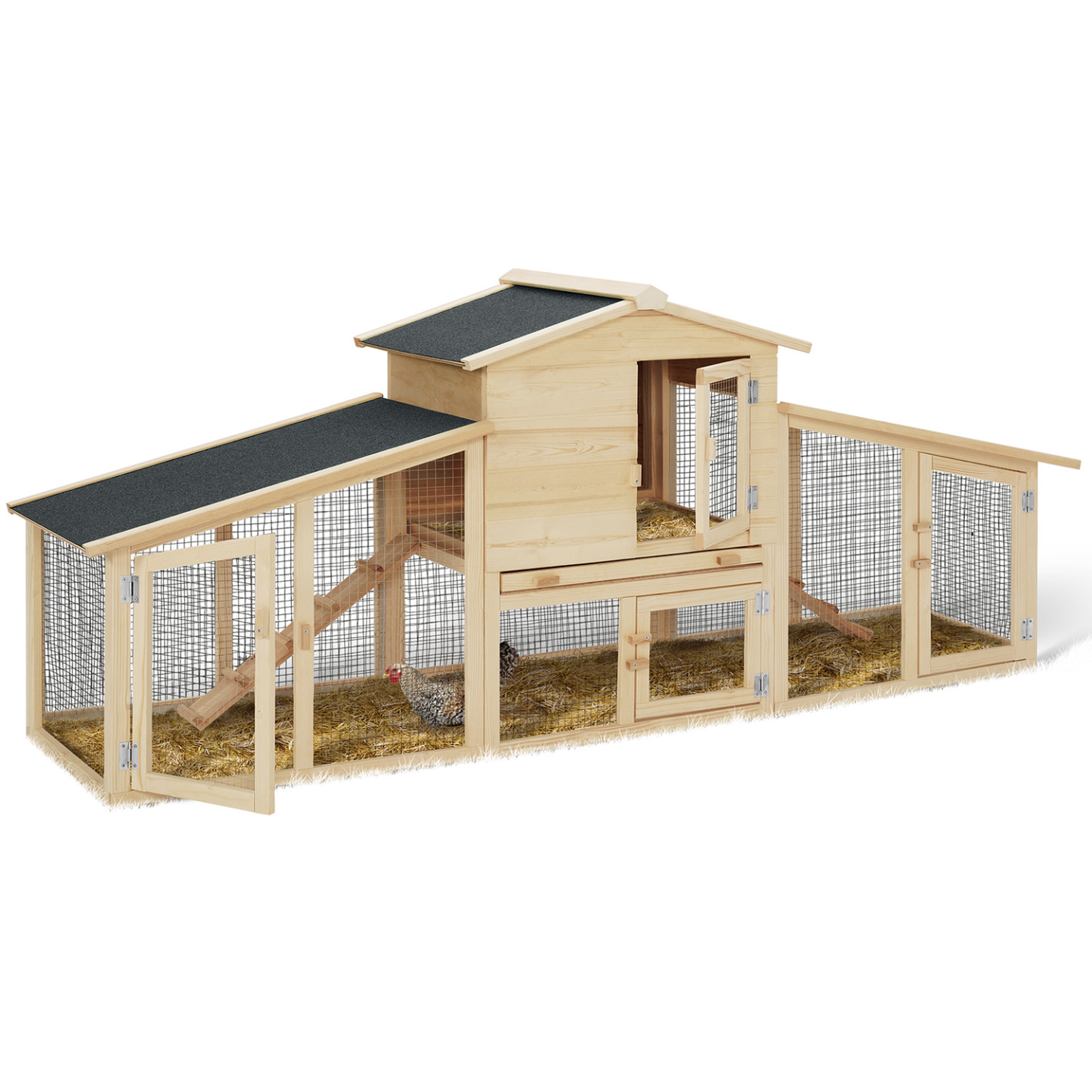 ID MARKET Poulailler clapier en bois xxl avec enclos et tiroir à déjections 2 poules