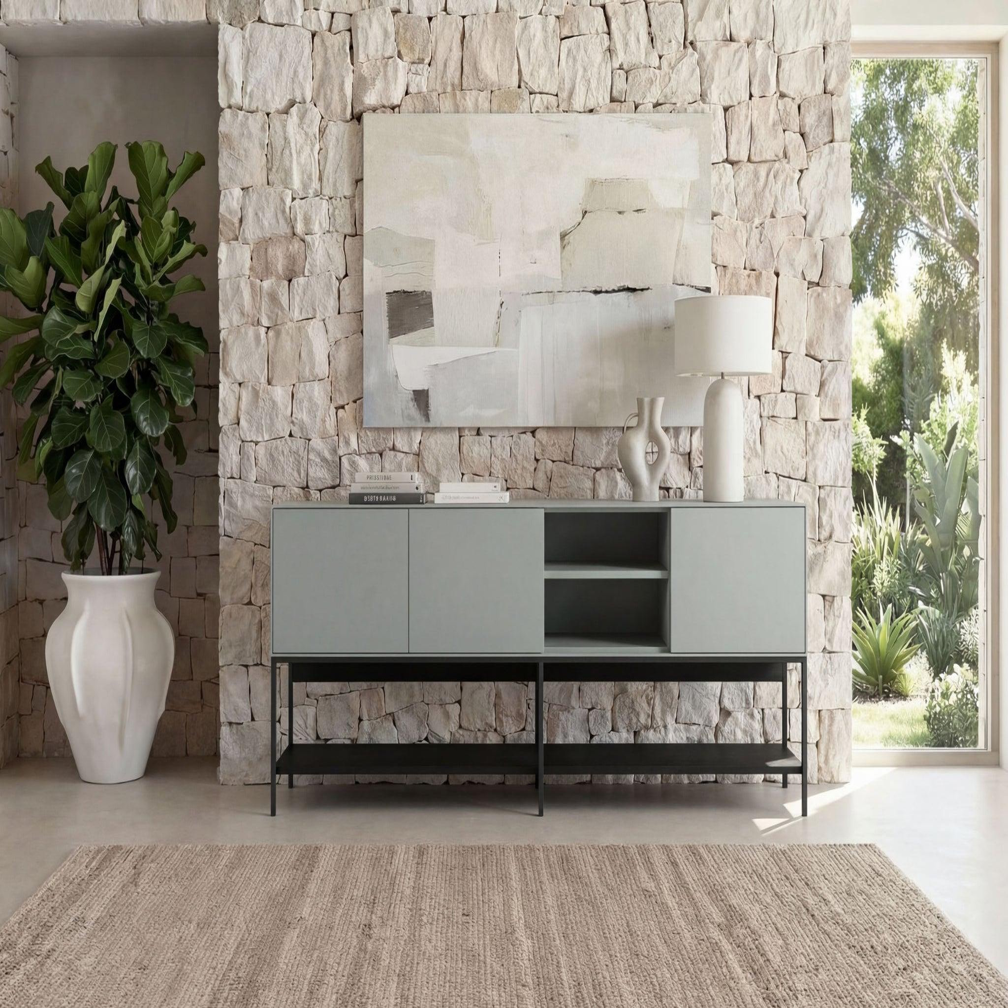 Voir la diapositive 2 : CASANOVA PARIS MAOLA - Buffet 3 portes 180cm en mélamine - Gris