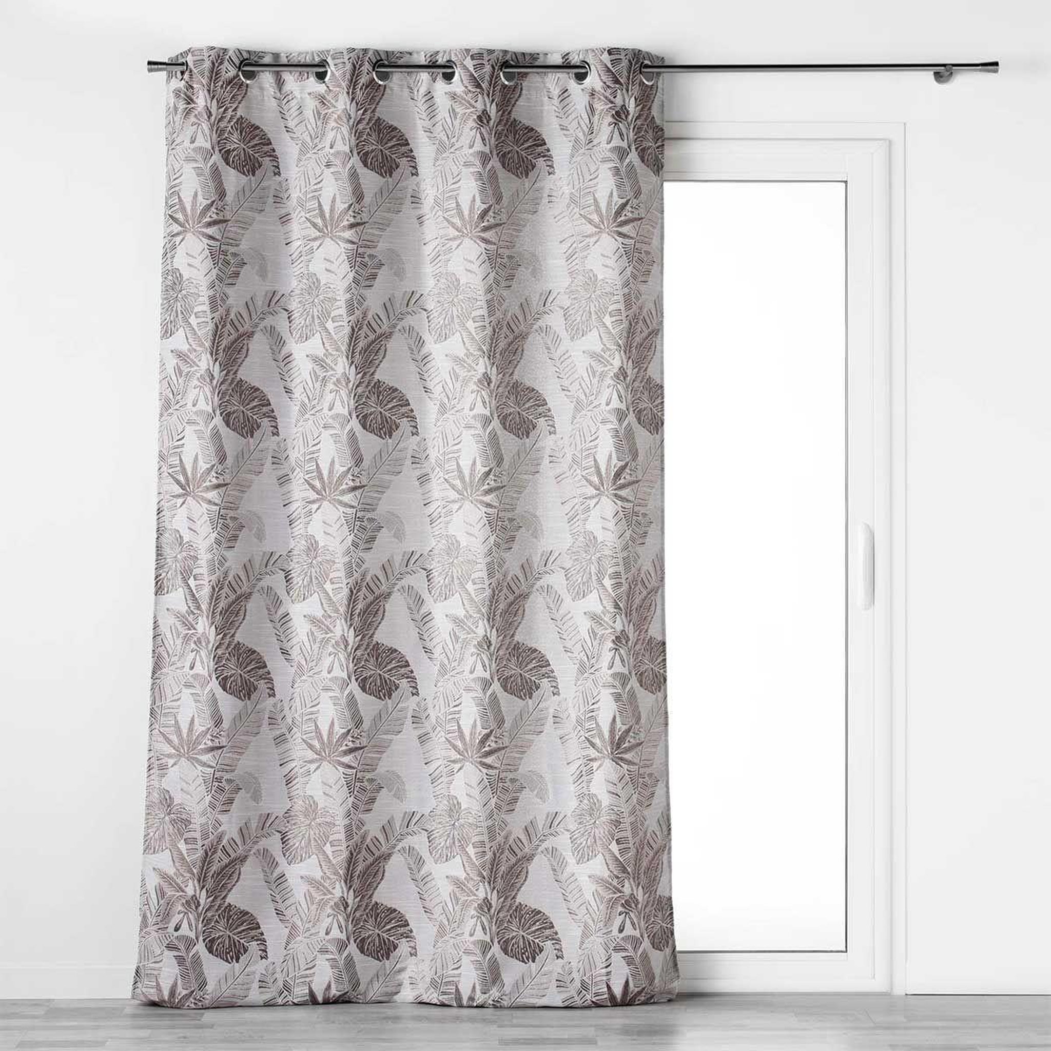 Douceur d'Intérieur Rideau à œillets imprimé  faggy  140x260cm taupe