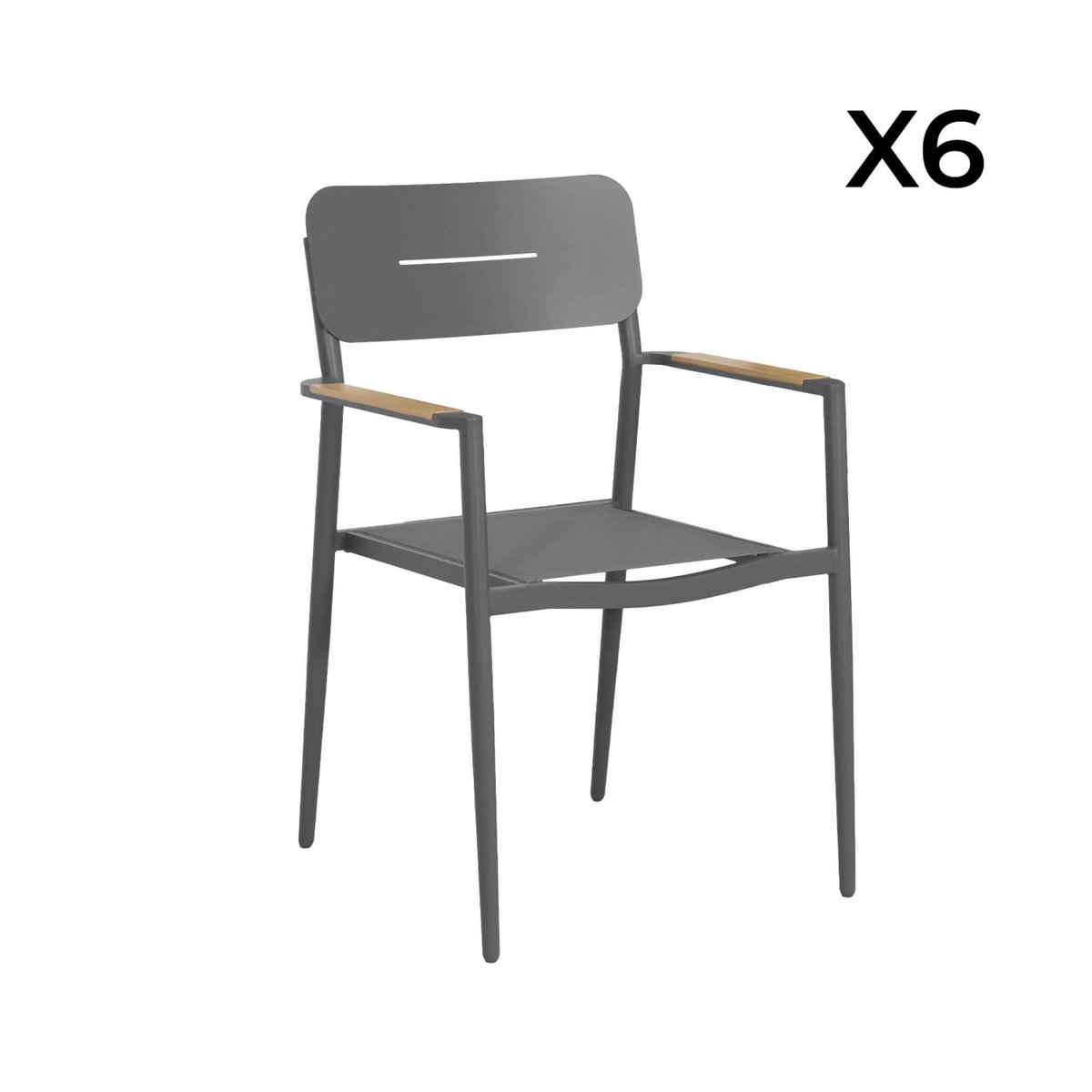 SWEEEK Table de jardin ronde aluminium + 6 assises - Oreva / Fira