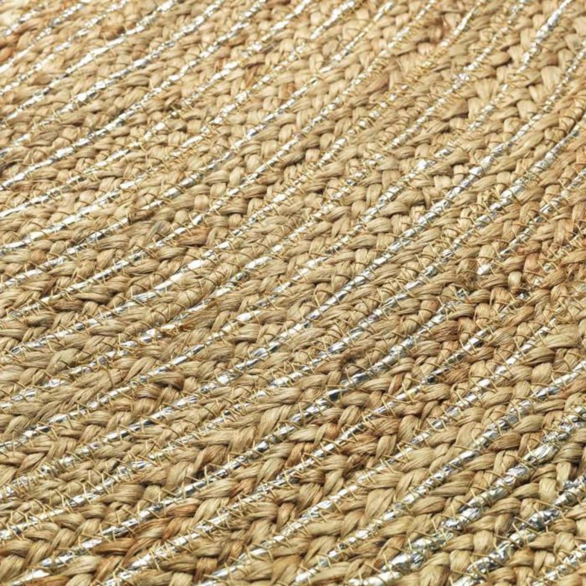 Paris Prix Tapis à Pompons en Jute  Sanda  120cm Argent