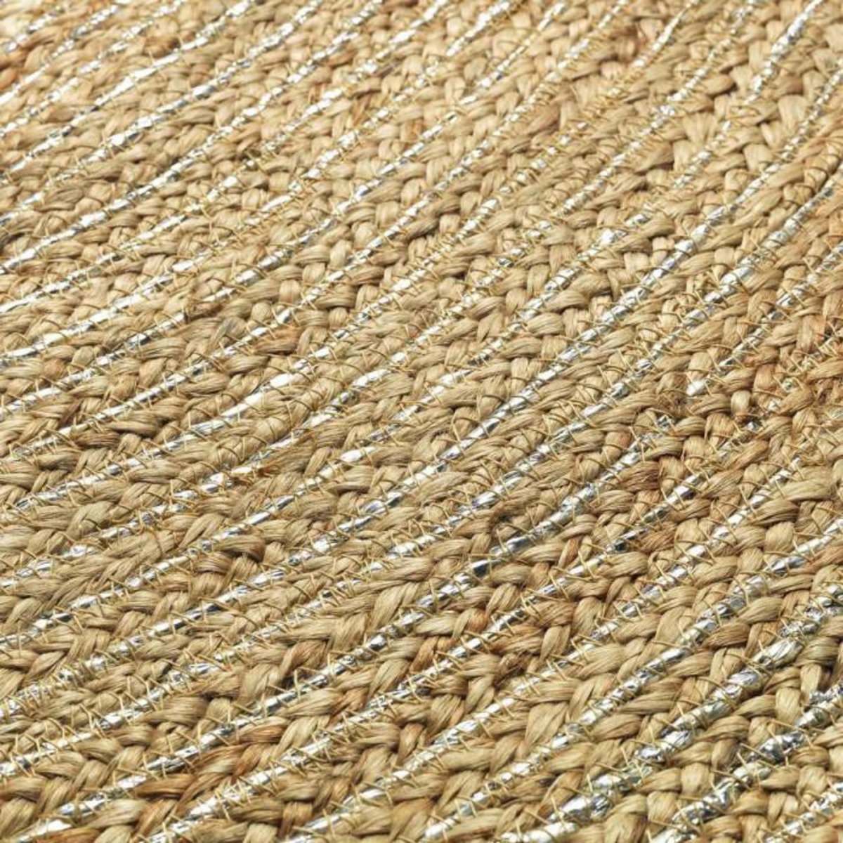 Paris Prix Tapis à Pompons en Jute  Sanda  120cm Argent