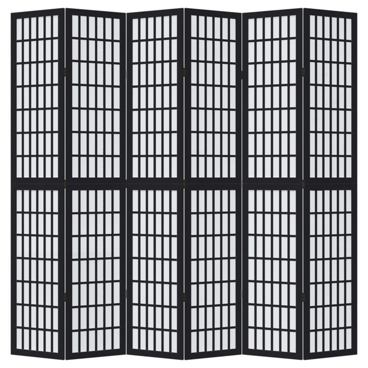 VIDAXL Cloison de separation 6 panneaux noir bois de paulownia massif