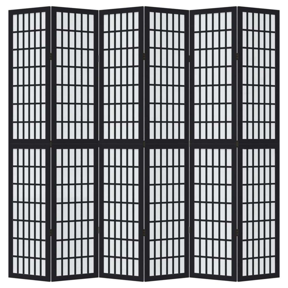 VIDAXL Cloison de separation 6 panneaux noir bois de paulownia massif