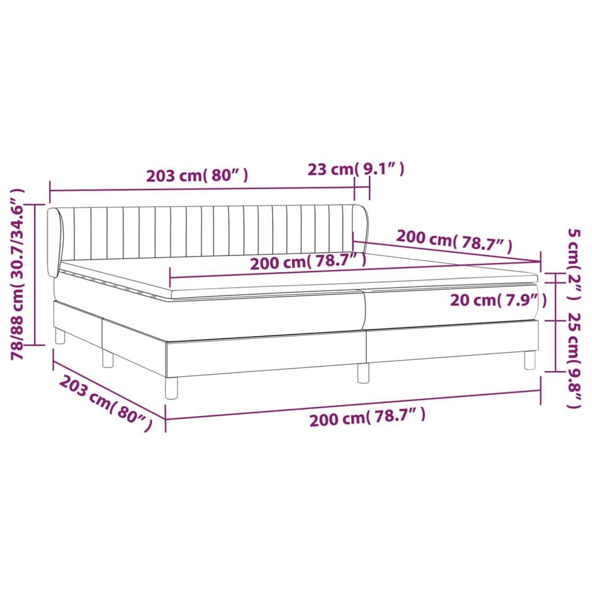 Voir la diapositive 6 : VIDAXL Sommier a lattes de lit avec matelas Noir 200x200 cm Tissu
