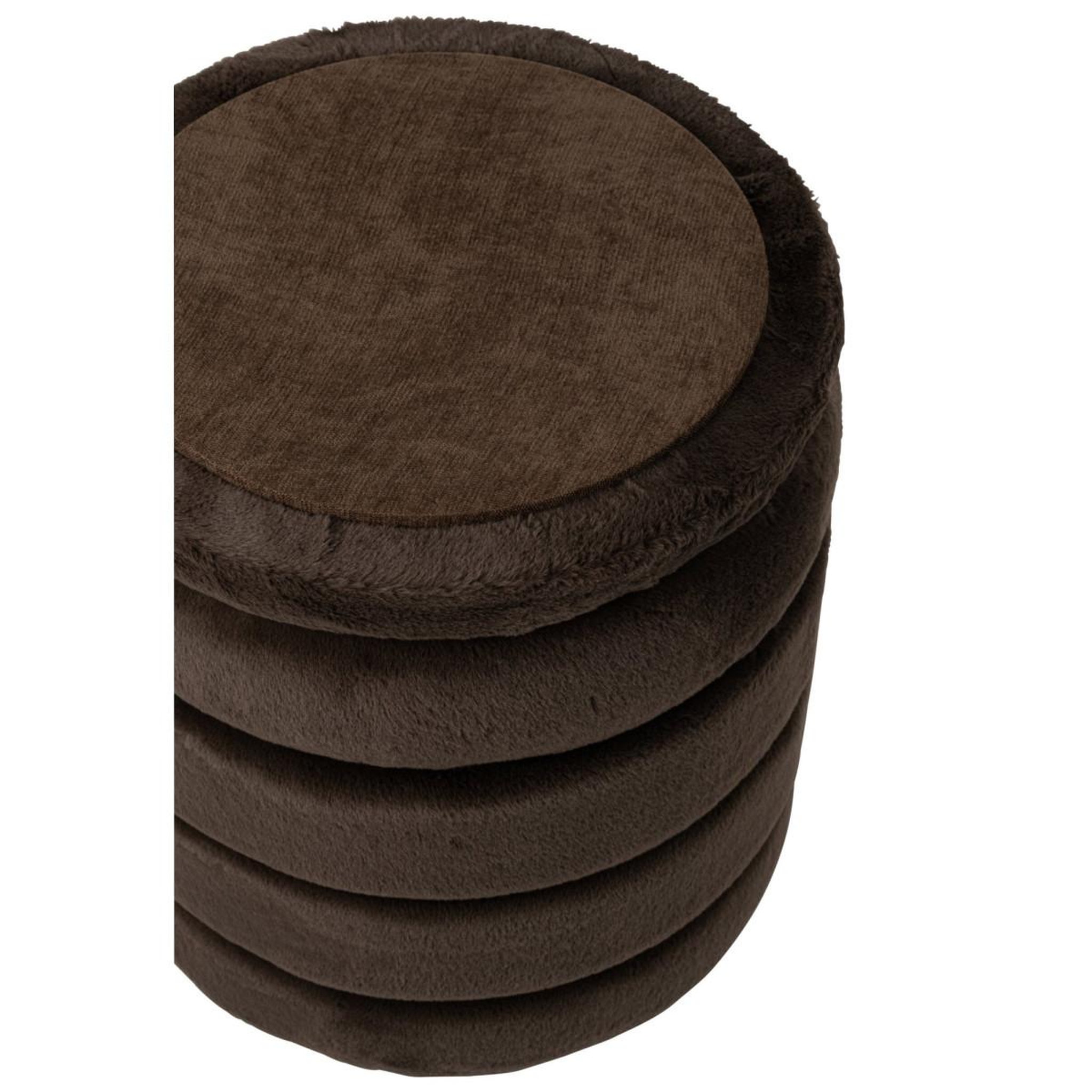 Voir la diapositive 4 : J-LINE Pouf coffre imitation fourrure  cotton  47cm marron