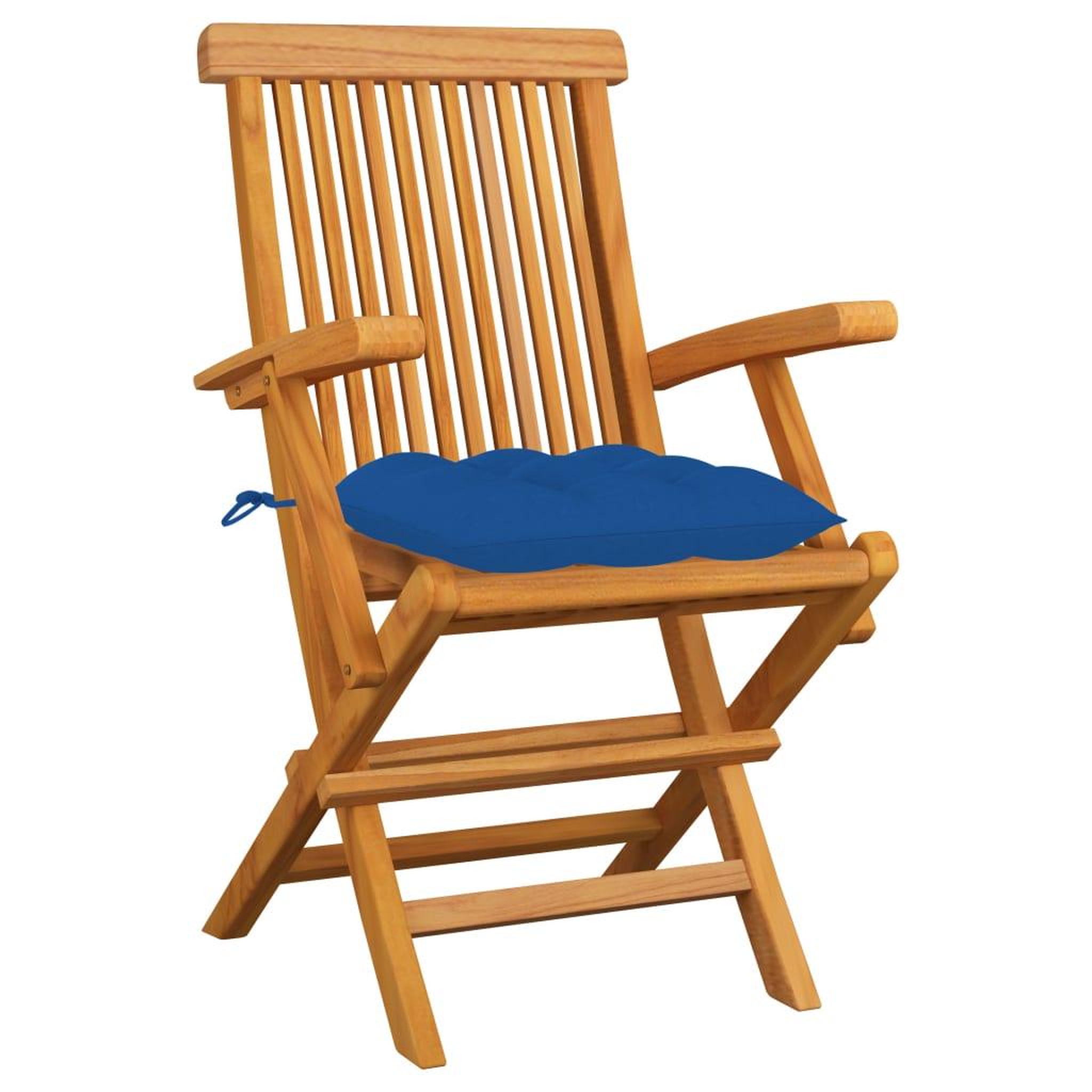 Voir la diapositive 2 : VIDAXL Chaises de jardin avec coussins bleu lot de 3 Bois teck massif
