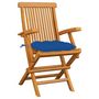 Voir la diapositive 2 : VIDAXL Chaises de jardin avec coussins bleu lot de 3 Bois teck massif